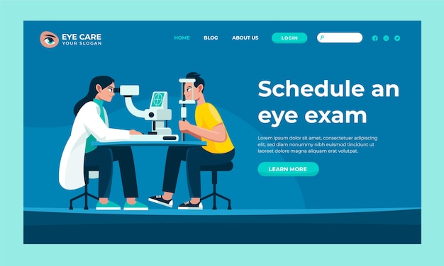 Free vector hand drawn ophthalmologist landing page