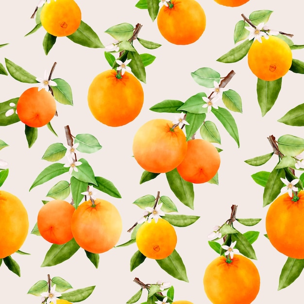 Hand drawn orange fruit seamless pattern