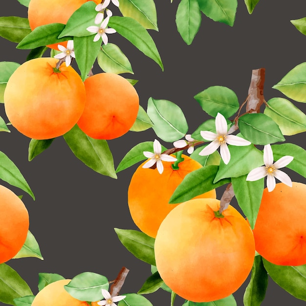 hand drawn orange fruit seamless pattern