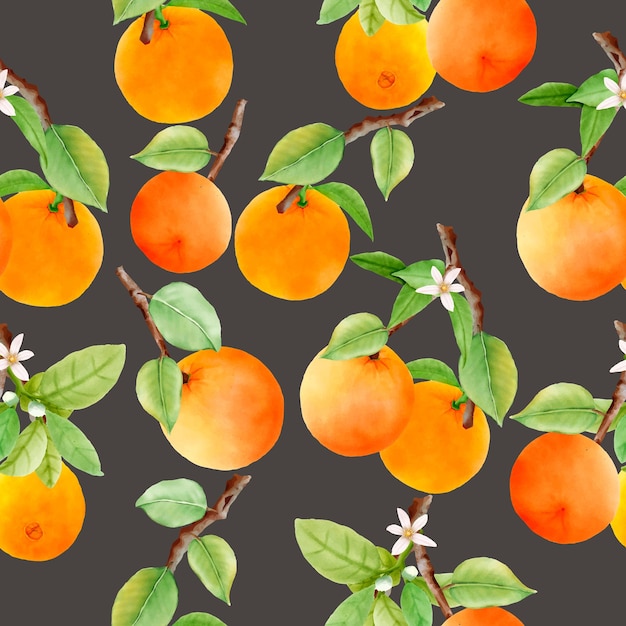 手描きのオレンジ色の果物のシームレスなパターン