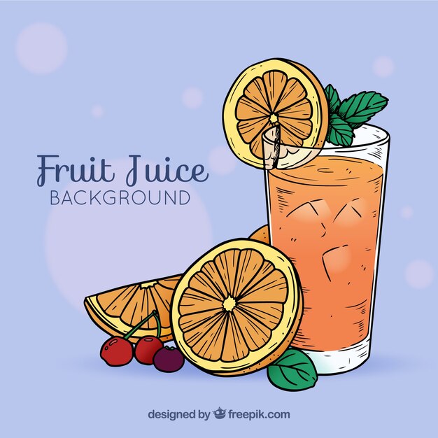 手描きのオレンジジュースの背景