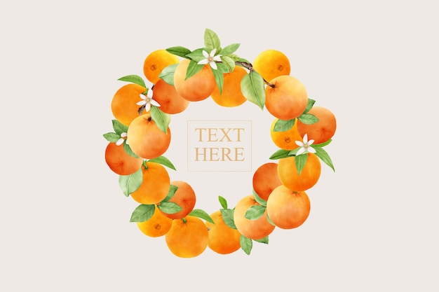 手描きオレンジの花輪の背景デザイン