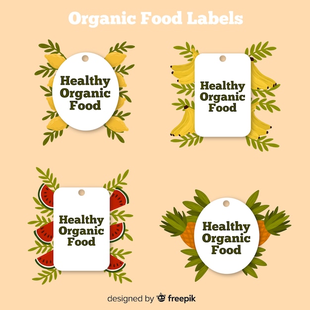 Free vector hand drawn organic food labels