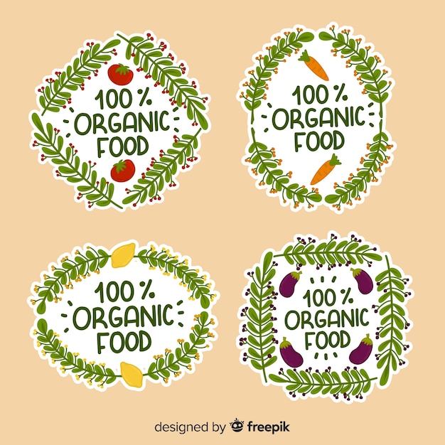 Free vector hand drawn organic food logos pack
