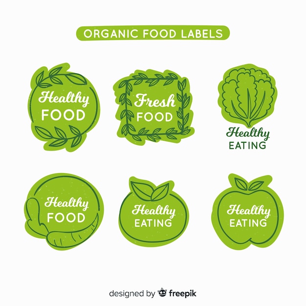 Hand drawn organic fruit label set