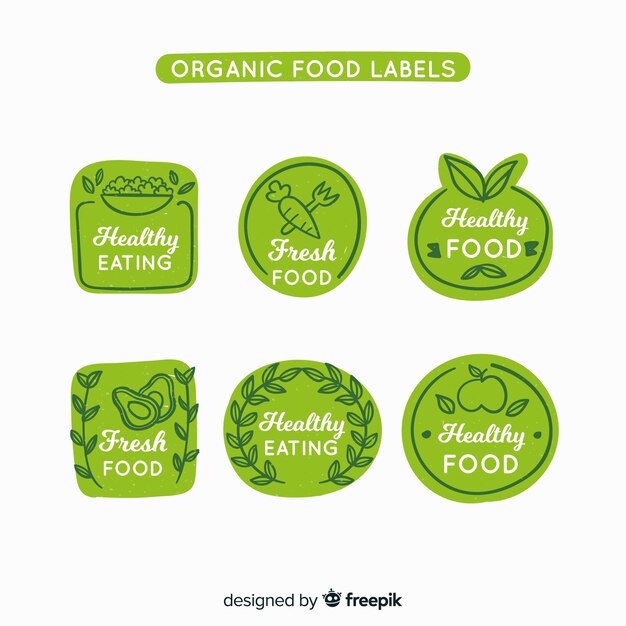 Hand drawn organic fruit label set