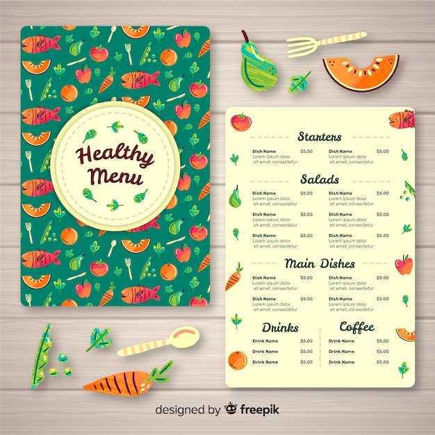 Hand drawn organic menu template