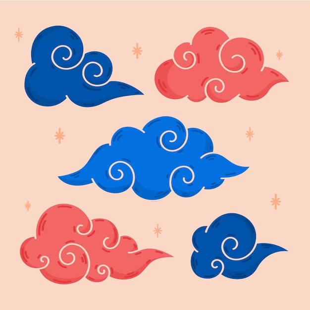 Hand drawn oriental cloud illustration