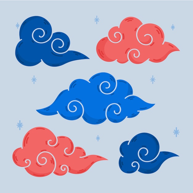 Бесплатное векторное изображение Ручная иллюстрация восточных облаков