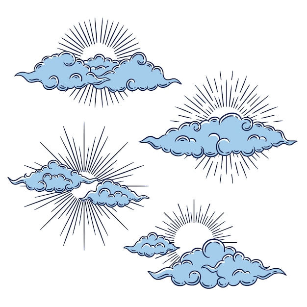 Free vector hand drawn oriental cloud illustration