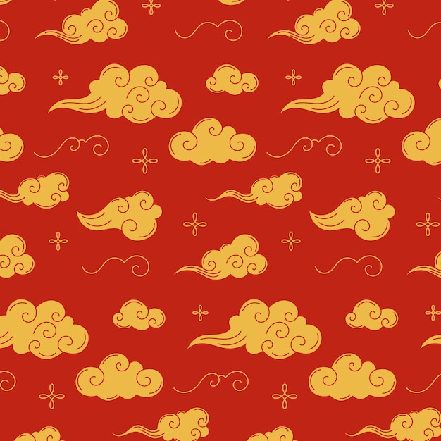 Free vector hand drawn oriental cloud pattern design
