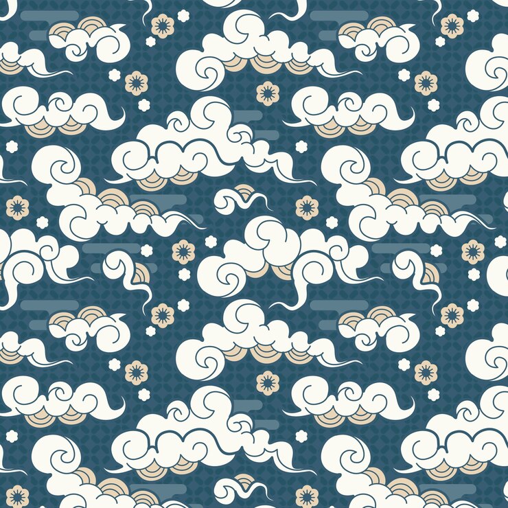 Free Vector hand drawn oriental cloud pattern