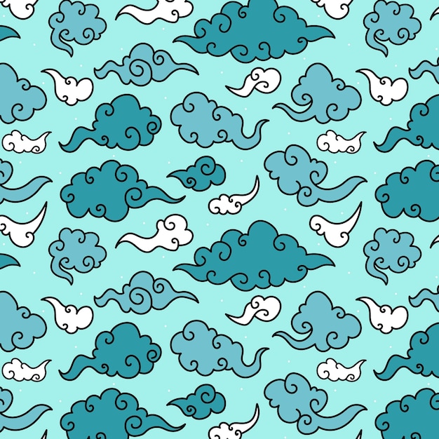 Free vector hand drawn oriental cloud pattern