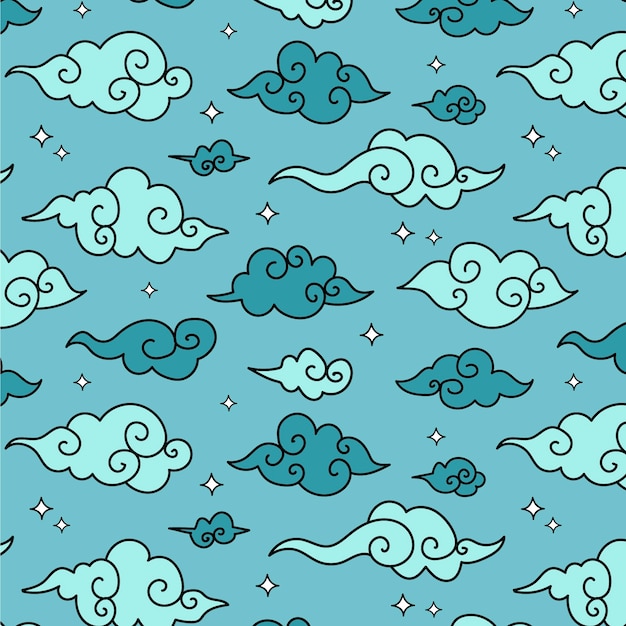 Hand drawn oriental cloud pattern