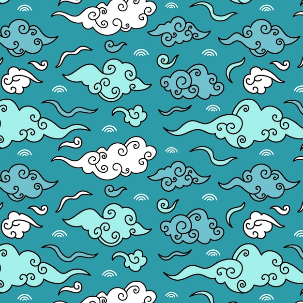 Free vector hand drawn oriental cloud pattern