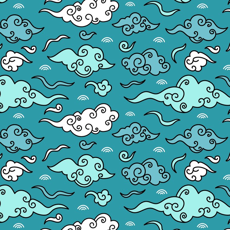 Free Vector hand drawn oriental cloud pattern
