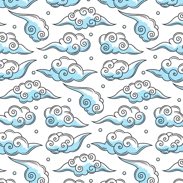 Free vector hand drawn oriental cloud pattern