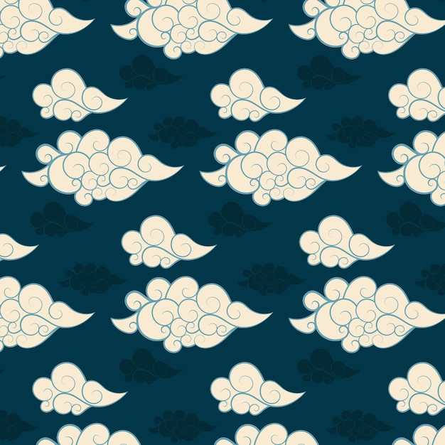 Free vector hand drawn oriental cloud pattern