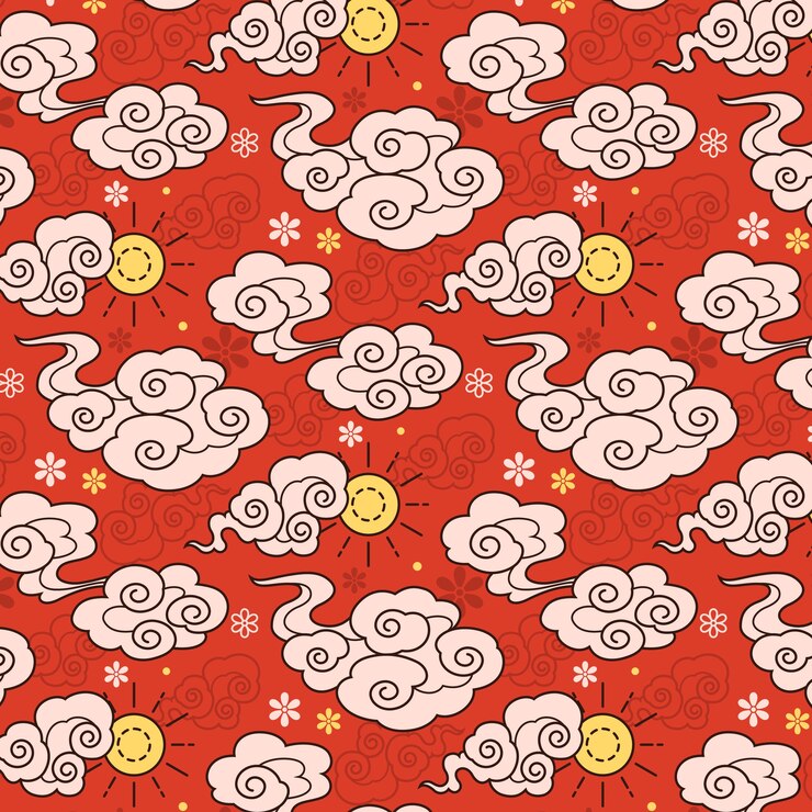 Free Vector hand drawn oriental cloud pattern