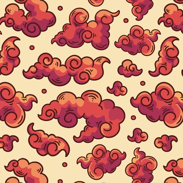 Hand drawn oriental cloud pattern