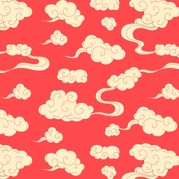 Free vector hand drawn oriental cloud pattern