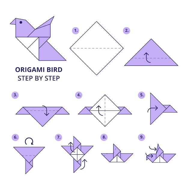 無料ベクター 手描き折り紙説明図