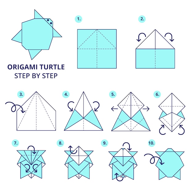 無料ベクター 手描き折り紙説明図