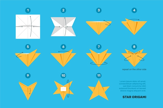 Hand drawn origami instructions illustration