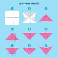 Vettore gratuito illustrazione delle istruzioni origami disegnate a mano