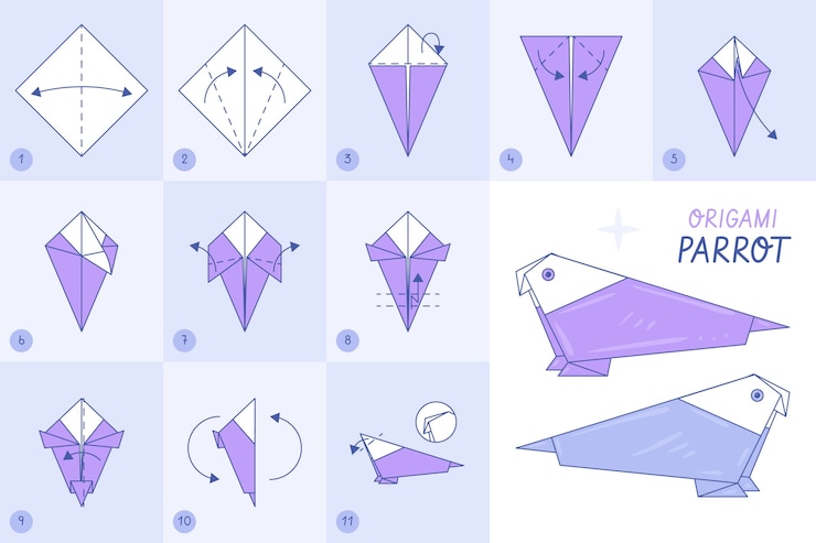 Free Vector hand drawn origami instructions illustration