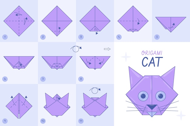 Free vector hand drawn origami instructions illustration