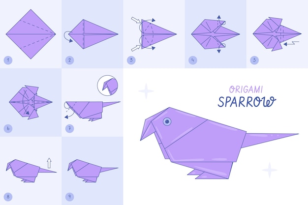 Illustrazione delle istruzioni origami disegnate a mano