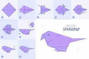 Vettore gratuito illustrazione delle istruzioni origami disegnate a mano