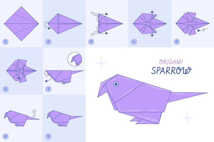 Free Vector hand drawn origami instructions illustration