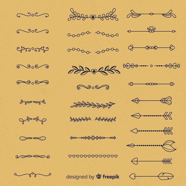 Free vector hand drawn ornament divider collection