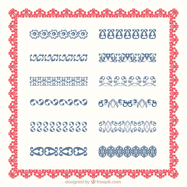 Free vector hand drawn ornamental borders