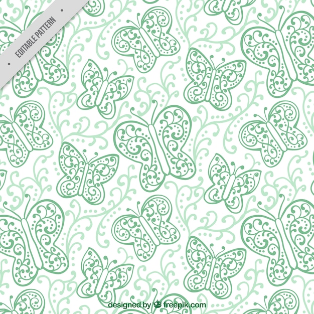 Hand drawn ornamental butterflies pattern