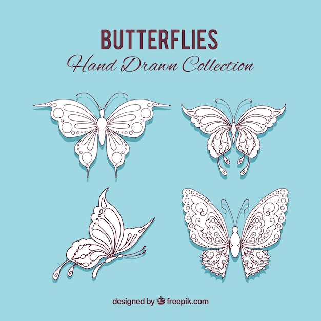 Free vector hand drawn ornamental butterflies