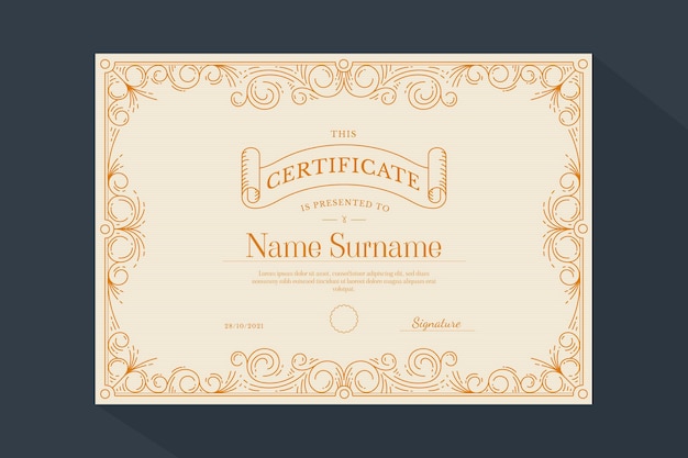 Vettore gratuito certificato ornamentale disegnato a mano