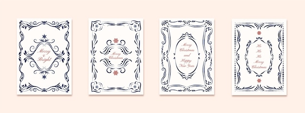 Free vector hand drawn ornamental christmas cards collection