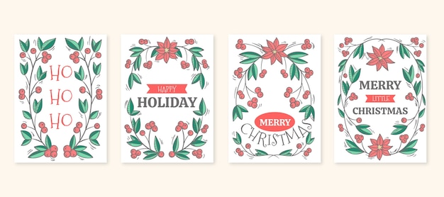 Free vector hand drawn ornamental christmas cards collection