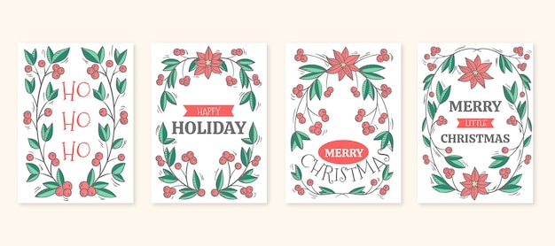 Hand drawn ornamental christmas cards collection