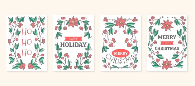 Hand drawn ornamental christmas cards collection