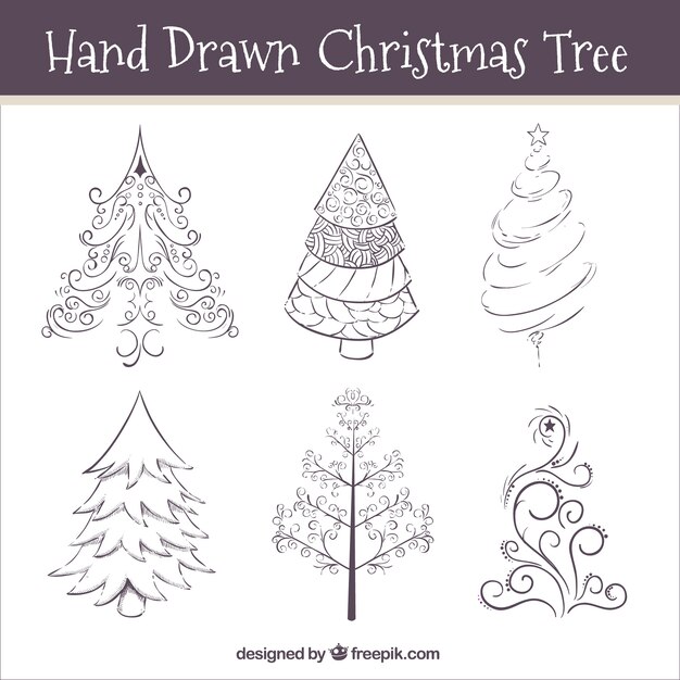 Free Vector hand drawn ornamental christmas trees