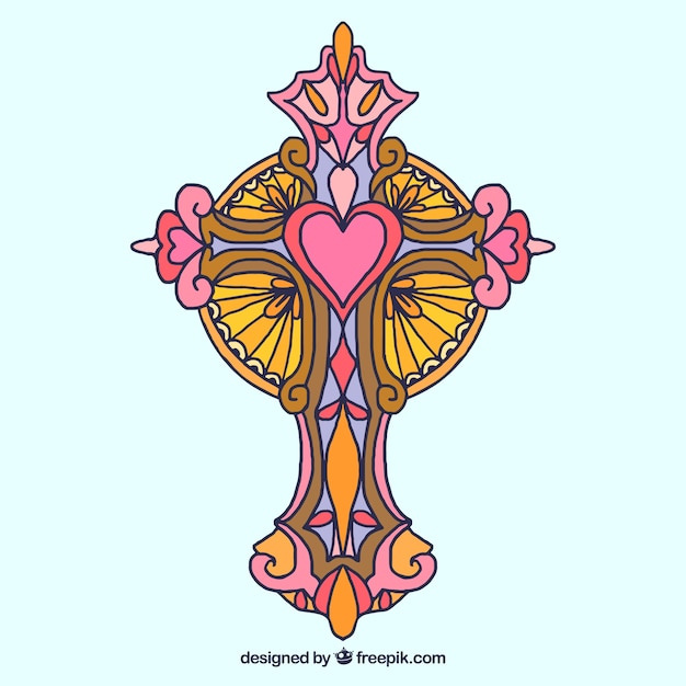 Free vector hand drawn ornamental cross