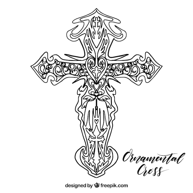 Croce ornamentale disegnata a mano