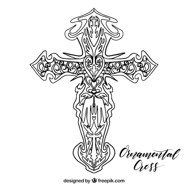 Hand drawn ornamental cross