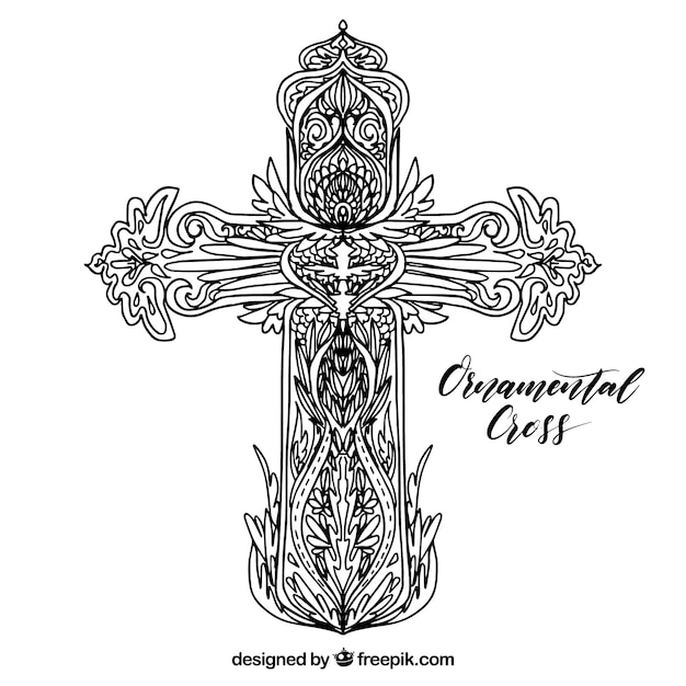 Hand drawn ornamental cross