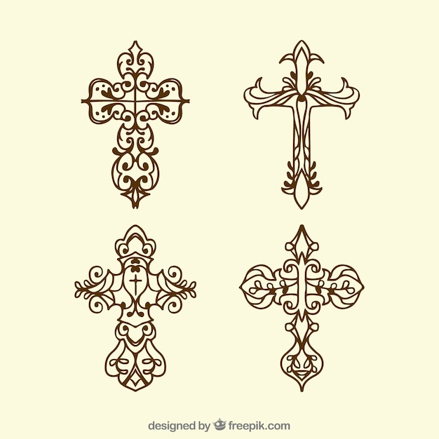 無料ベクター 手描きの装飾的な十字架