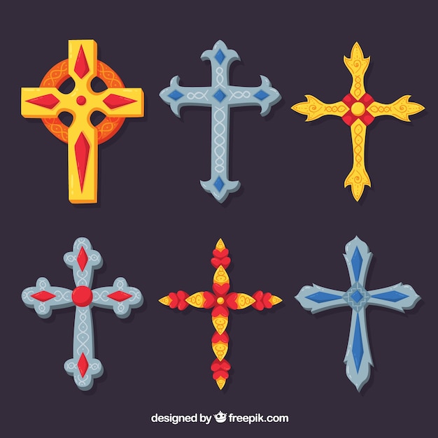 無料ベクター 手描きの装飾的な十字架